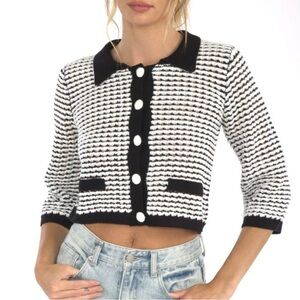 Vintage Charm Black and White Striped Women's Sweater